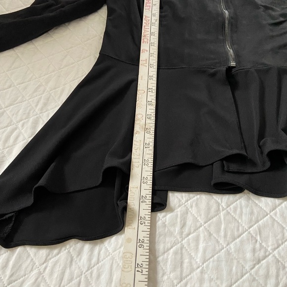 Style & Co Black Faux Suede Peplum Jacket Long Sleeve Size Medium Petite - Picture 10 of 11